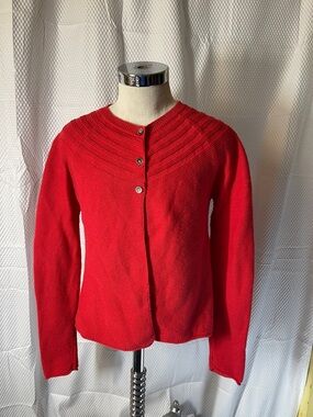 Mini Boden Bright Red Knit 3 button Cardigan Sweater size 9-10 kids